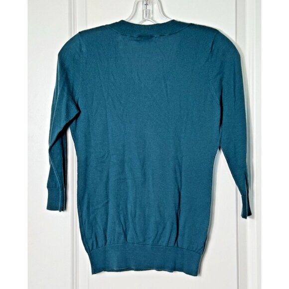 ANN‎ TAYLOR LOFT V-Neck Pima Cotton Sweater Women's Small 3/4 sleeve - Picture 2 of 7